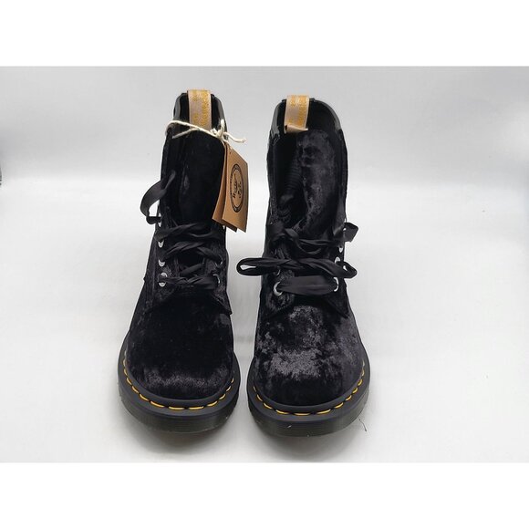 Dr. Martens Vegan 31020 Black Crushed Velvet Womens Boots Size‎ 5 - Picture 2 of 8